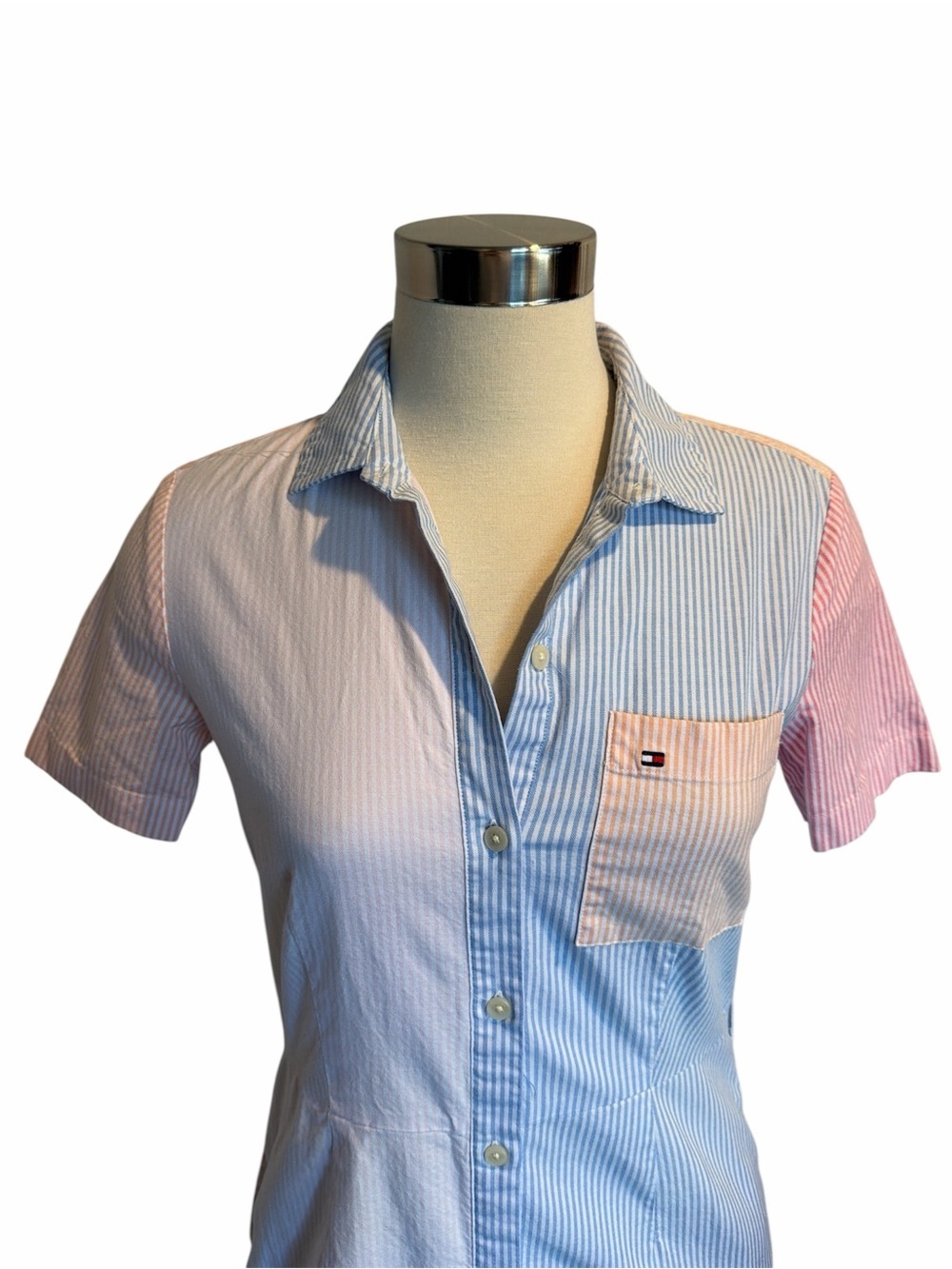 Tommy Hilfiger Pink & Blue Multistripe Oxford Shirtdress - Picture 5 of 9